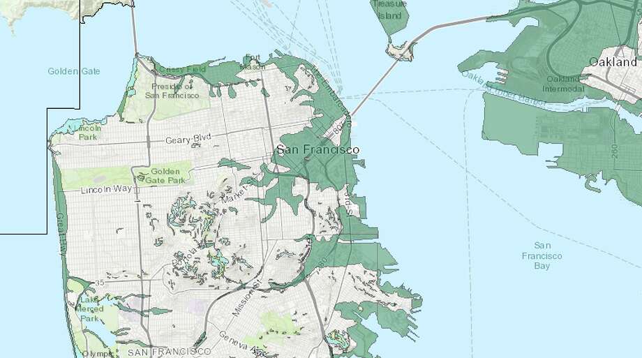 A new earthquake mapping app shows liquefaction- or landfill-prone zones in California. The app allows users to zoom down to block level to see if their home lies in any of the at-risk areas. Photo: California Dept. Of Conservation