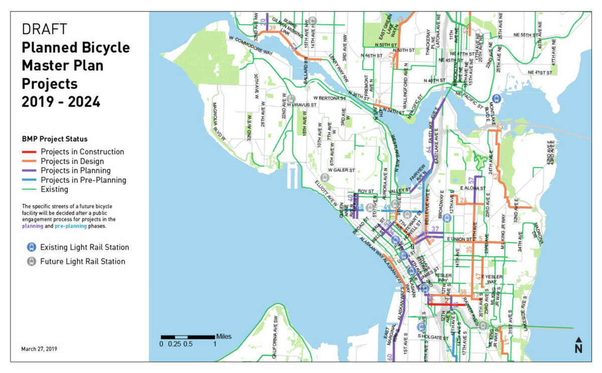 The central section of the city's proposed Bicycle Master Plan.