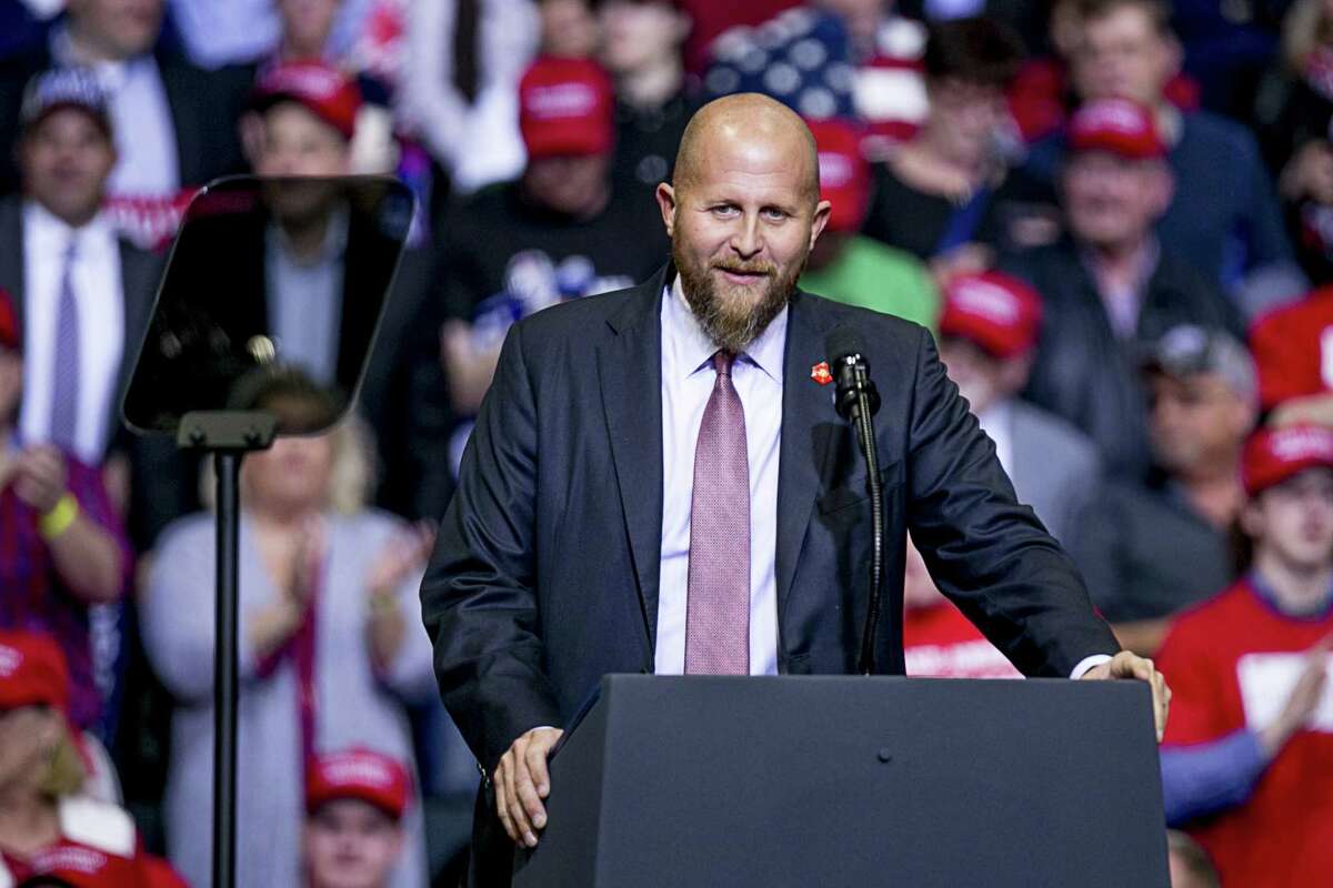 Brad Parscale, manager of U.S. President Donald Trump’s re-election campaign, speaks during a rally with Trump, not pictured, in Grand Rapids, Michigan, U.S., on Thursday, March 28, 2019. Trump said he asked a group of U.S. senators to create a health-care plan to replace Obamacare, as his administration seeks to have the law signed by his predecessor invalidated in court. Photographer: Anthony Lanzilote/Bloomberg