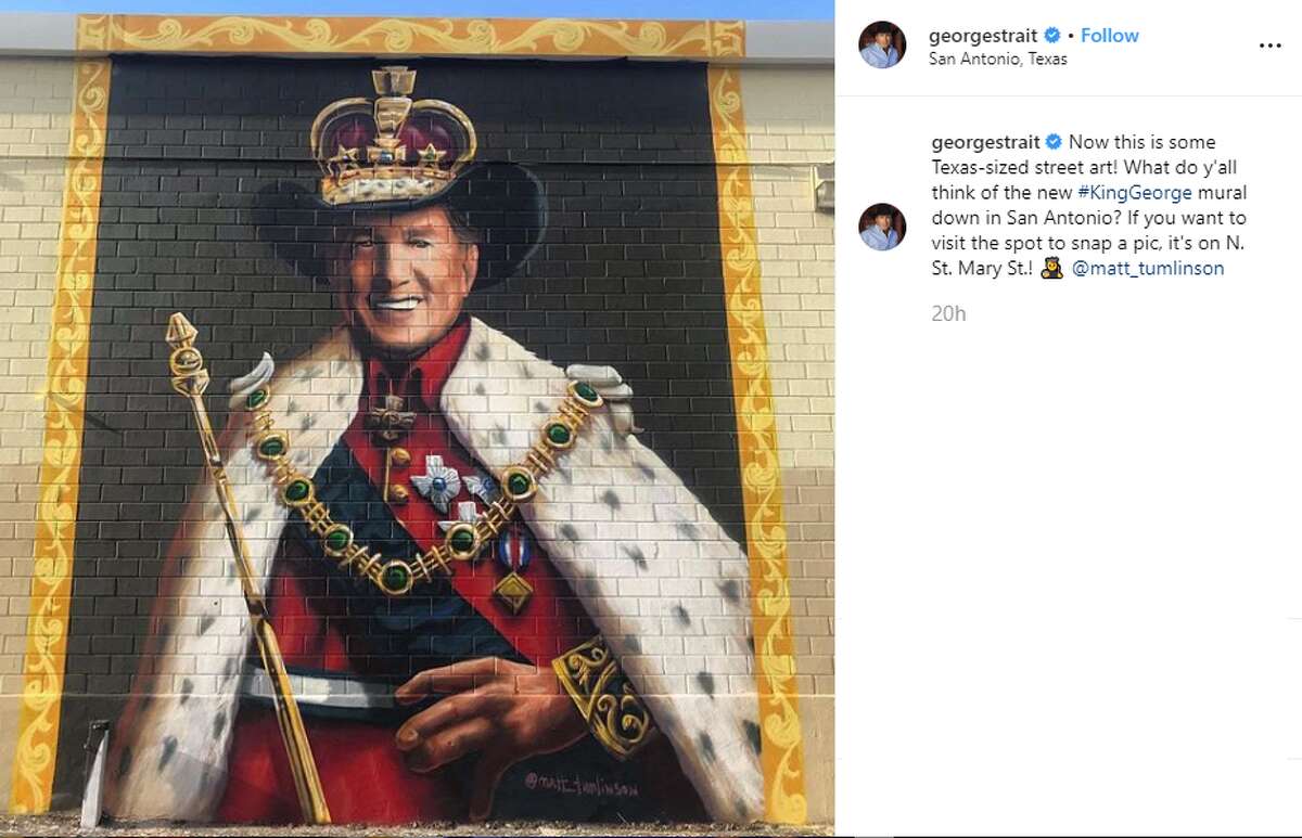 georgestrait: Now this is some Texas-sized street art! What do y'all think of the new #KingGeorge mural down in San Antonio? If you want to visit the spot to snap a pic, it's on N. St. Mary St.!@matt_tumlinson