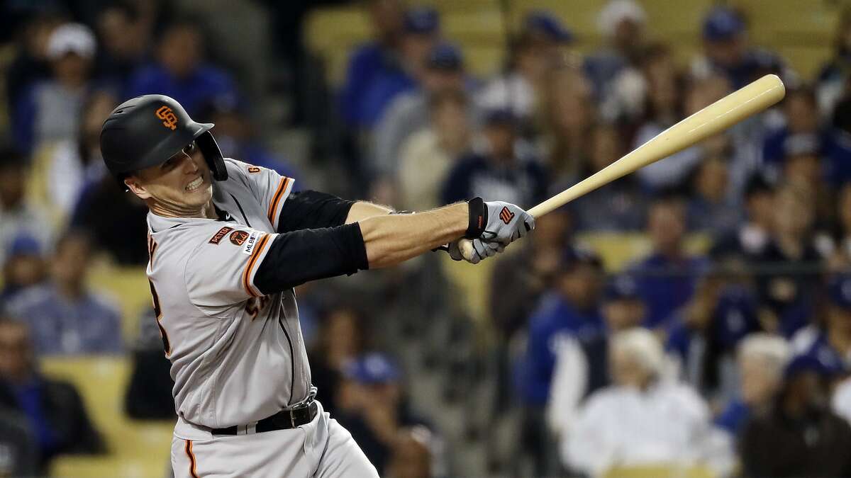 San Francisco Giants' Buster Posey during a baseball game Wednesday, April 3, 2019, in Los Angeles. (AP Photo/Marcio Jose Sanchez)
