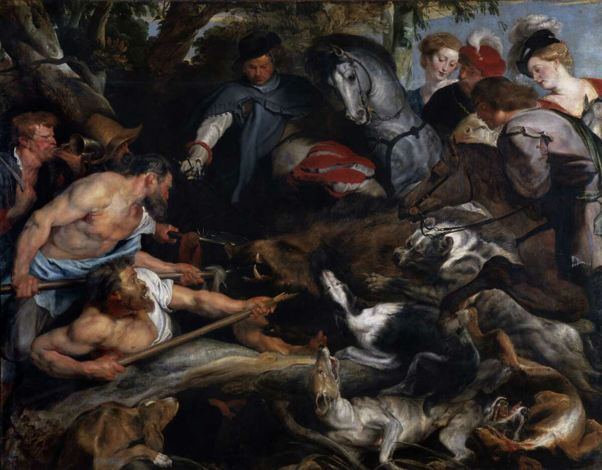 Peter Paul Rubens. "Boar Hunt," circa 1615-1617, oil on canvas.