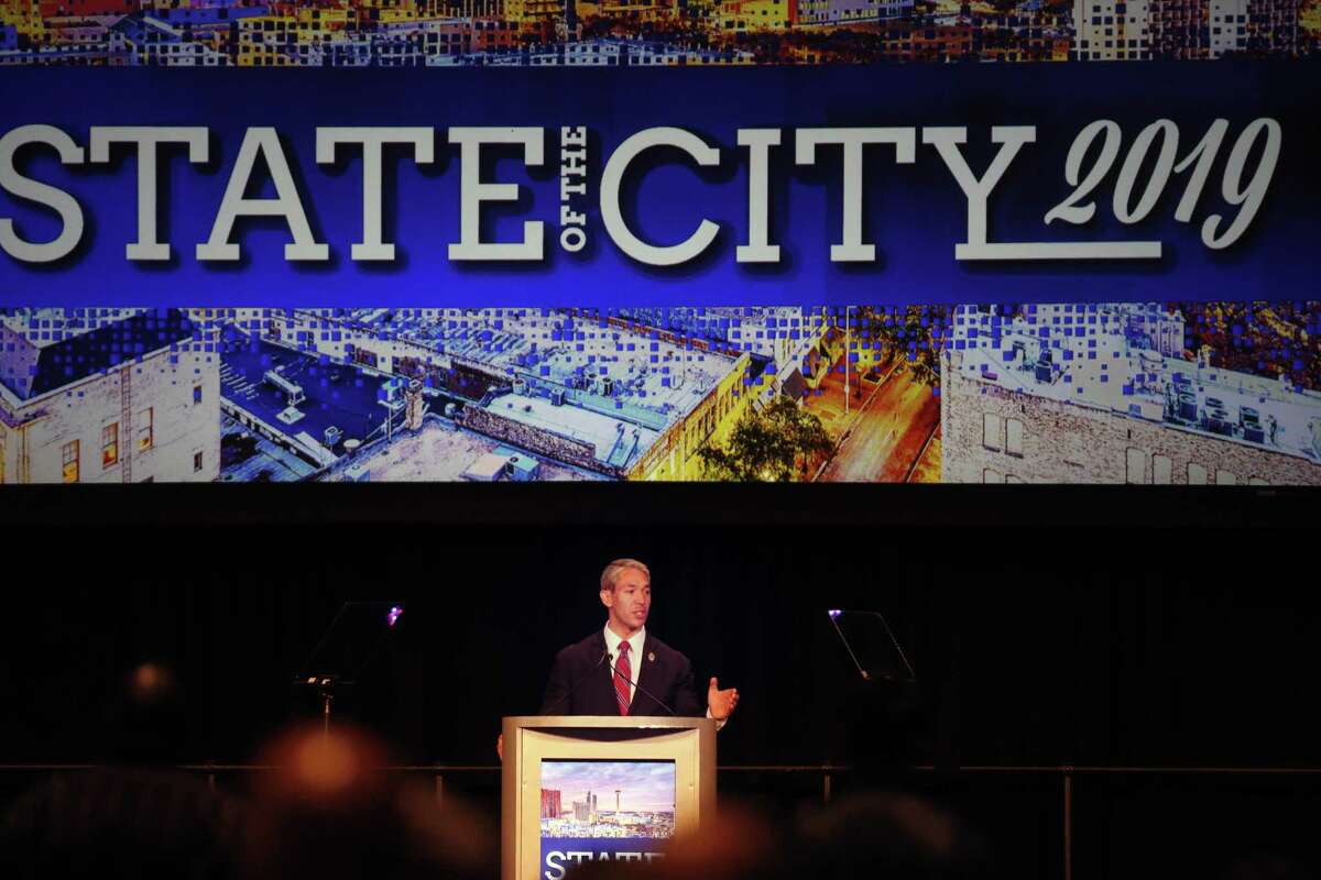 Mayor Ron Nirenberg delivers his 2019 State of the City address to the Chamber of Commerce at Convention Center's "Stars at Night" ballroom on Friday, April 12 , 2019.