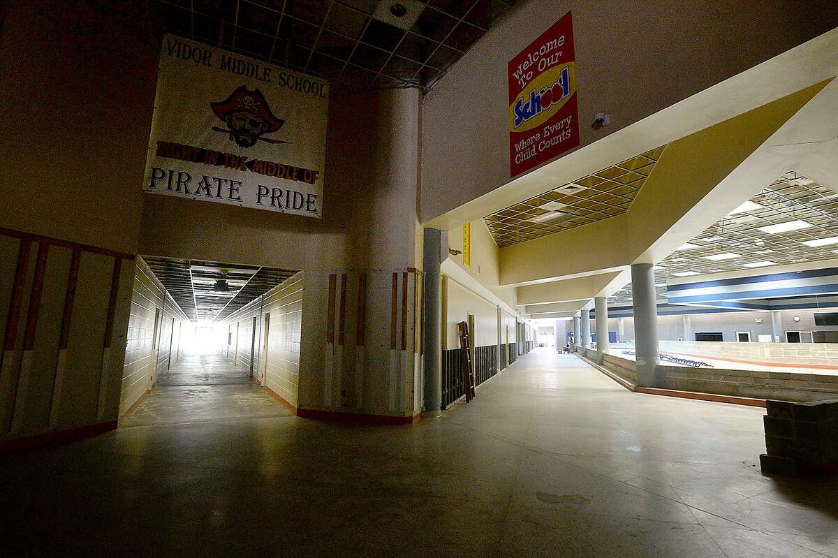 Vidor MIddle School remains closed after being gutted following flood damage from Tropical Storm Harvey nearly two years ago. Principal Kerri Pierce says the district still is awaiting word from FEMA about funds to either repair or rebuild the school. Photo taken Wednesday, March 27, 2019 Kim Brent/The Enterprise