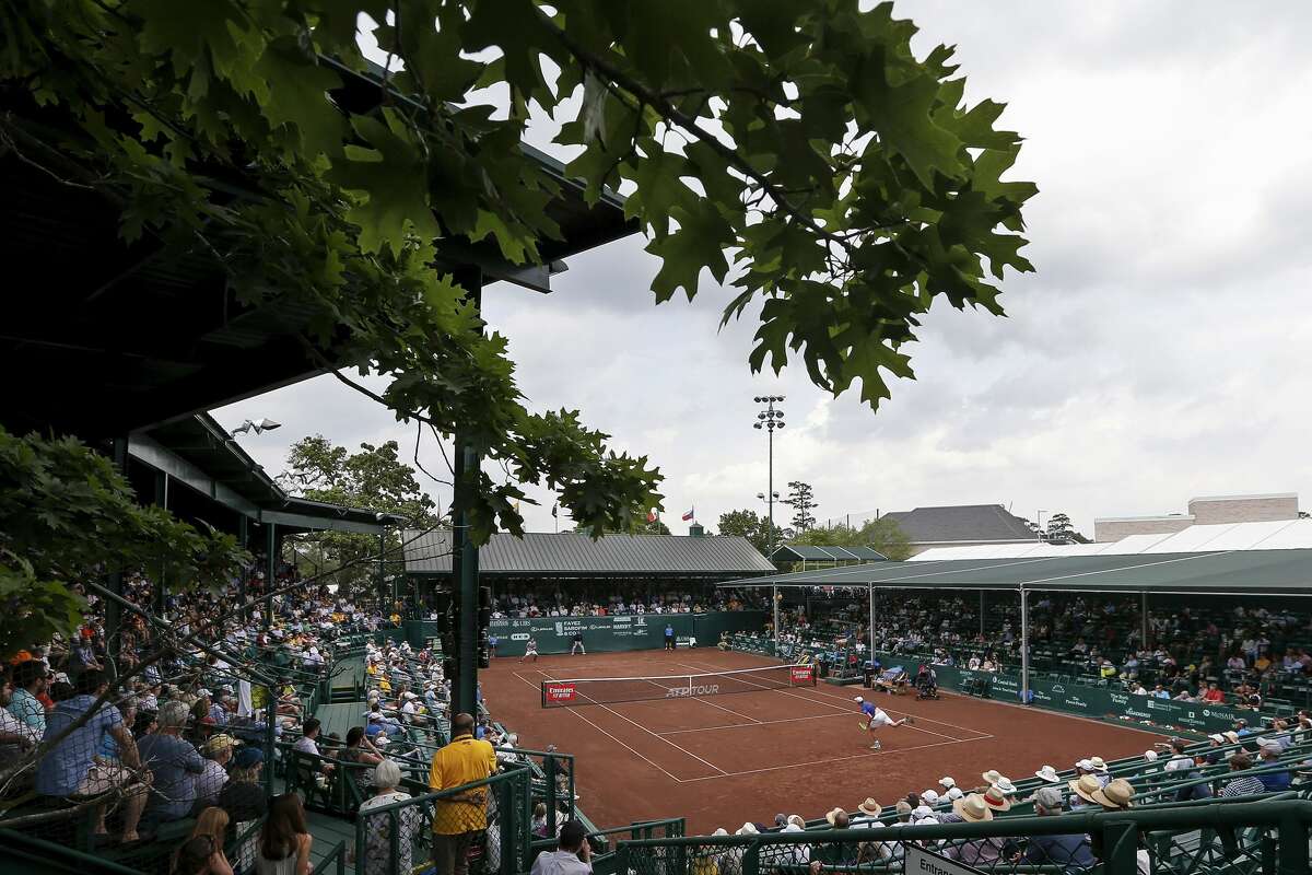 A view of Center Court as Sam Querrey serves to Christian Garin in the second set during the semifinal match of the US Men's Clay Court Championships at River Oaks Country Club in Houston, TX on Saturday, April 13, 2019.