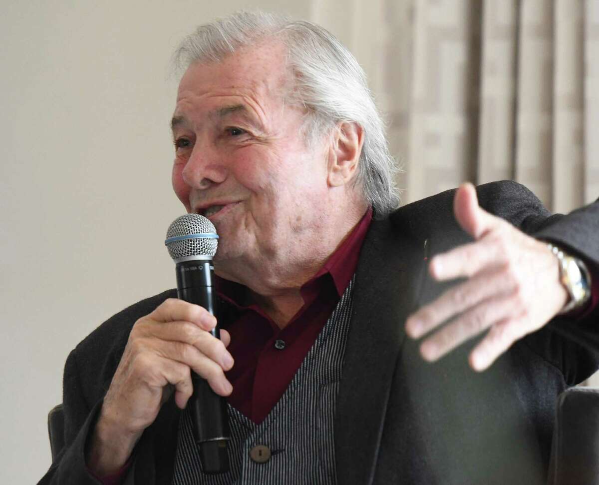 Celebrity chef Jacques Pépin speaks at Neighbor to Neighbor's Spring Luncheon at Burning Tree Country Club in Greenwich, Conn. Thursday, April 11, 2019. Chef Pépin, the winner of 16 James Beard Awards and author of 29 cookbooks, spoke with Aux Delices owner Debra Ponzek and signed copies of his most recent cookbook "Poulets & Legumes." The event raised money for Greenwich-based charity Neighbor to Neighbor, which last year supplied approximately 360,000 meals and 19,000 bags of clothing and household items to more than 5,000 local residents.