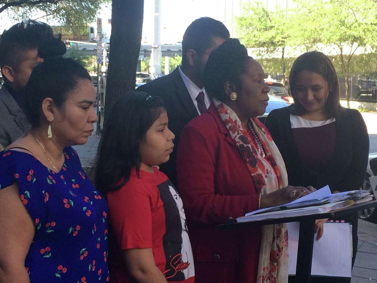 U.S. Rep. Shelia Jackson Lee, D-Houston, announces her support for 11-year-old Laura Maradiaga who was ordered deported without her family.