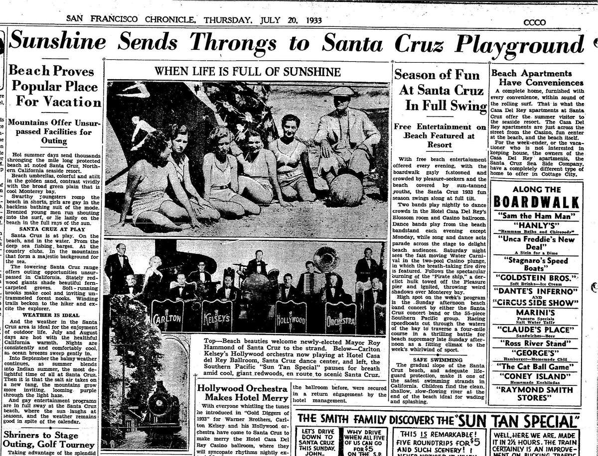 A Chronicle article on summer fun at the Santa Cruz Boardwalk, July 20, 1933