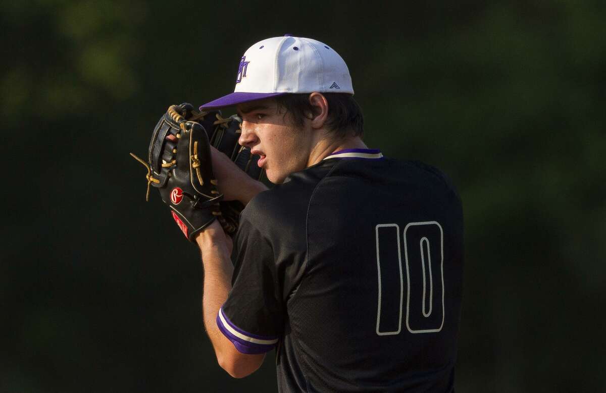 In this file photo, Montgomery pitcher Dillon Smith (10) throws during the first inning of a District 12-6A high school baseball game at Scotland Yard on Tuesday, March 28, 2017, in The Woodlands.