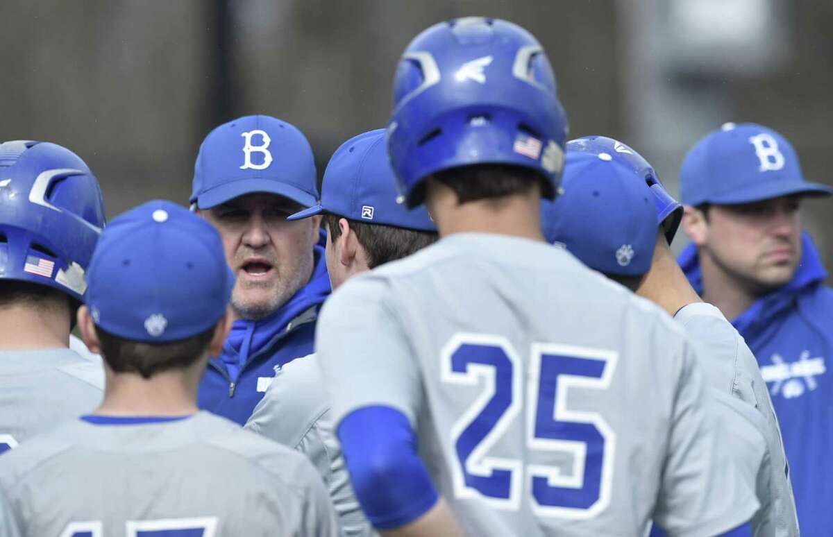 Stratford, Connecticut - Monday, April 15, 2019: Stratford H.S. vs. Bunnell H.S. baseball Monday afternoon at Penders Field in Stratford.