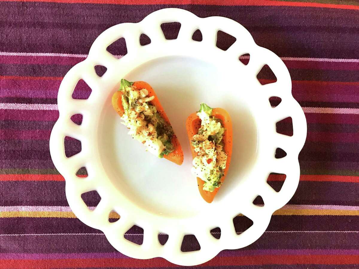 Fiesta stuffed mini peppers 3 ways: shrimp, bean and cheese and Mexican