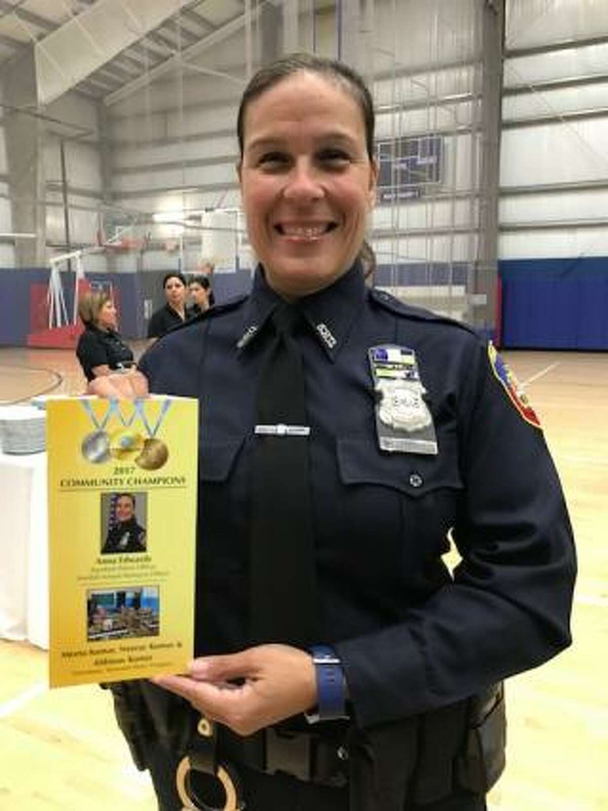 Officer Anna Edwards, one of the SROs at the school, was struck in the head with a full can of soda, causing a laceration and concussion. She was transported to the Stamford Hospital emergency room. An unidentified