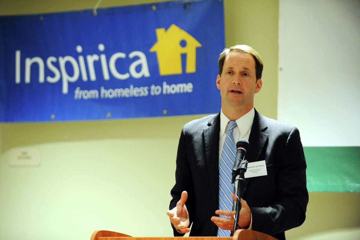 Inspirica, seen here getting the support of U.S. Rep. Jim Himes, is set to receive money from Greenwich’s Community Development Block Grant Committee.