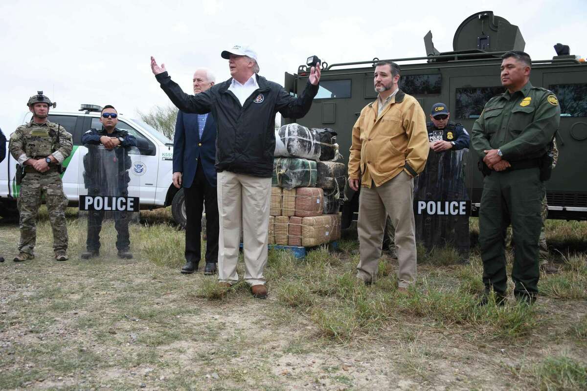 (FILES) In this file photo taken on January 10, 2019 US President Donald Trump speaks after he received a briefing on border security next to Sen. John Cornyn(L) R-TX and Sen. Ted Cruz(2ndR) R-TX near the Rio Grande in McAllen, Texas. - Acting Pentagon chief Patrick Shanahan has authorized $1 billion to build part of the wall sought by Donald Trump along the US-Mexico border, the first funds designated for the project under the president's emergency declaration. The Department of Homeland Security asked the Pentagon to build 57 miles (92 kilometers) of 18-foot (5.5-meter) fencing, construct and improve roads, and install lighting to support Trump's emergency declaration. Shanahan "authorized the commander of the US Army Corps of Engineers to begin planning and executing up to $1 billion in support to the Department of Homeland Security and Customs and Border Patrol," a Pentagon statement issued late March 25, 2019 read. (Photo by Jim WATSON / AFP)JIM WATSON/AFP/Getty Images