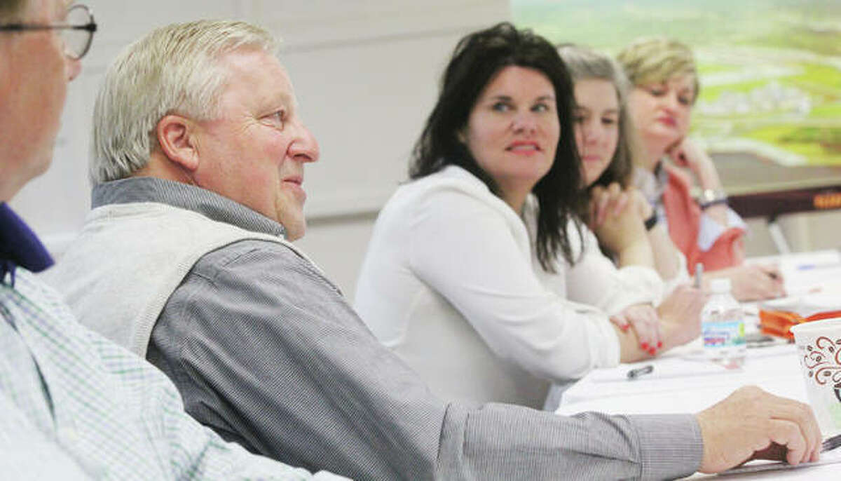 John Keller, president of the RiverBend Growth Association, talks during a brainstorming session by area officials Wednesday at Americas Central Port in Granite City. The meeting, sponsored by Madison County Community Development, focused on finding shared goals that can be worked on in a county-wide effort.