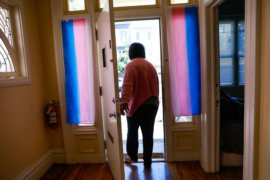 A trans woman named Kat Blackburn makes her way out of her house to get some fresh air in San Francisco, California, on Wednesday, April 17, 2019. Kat lives in one of the first shelter-transitional housing programs in the United States for transgender youths in San Francisco. Photo: Gabrielle Lurie / The Chronicle