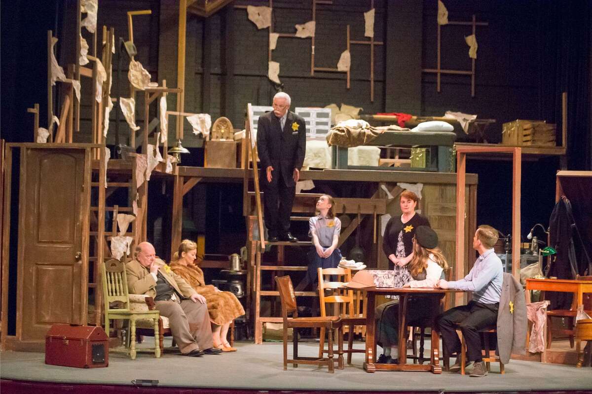 The Franks, Mr. Dussel and the Van Daans in their secret dwelling in Stage Right's "The Diary of Anne Frank" now on stage at the Crighton Theatre through April 28.