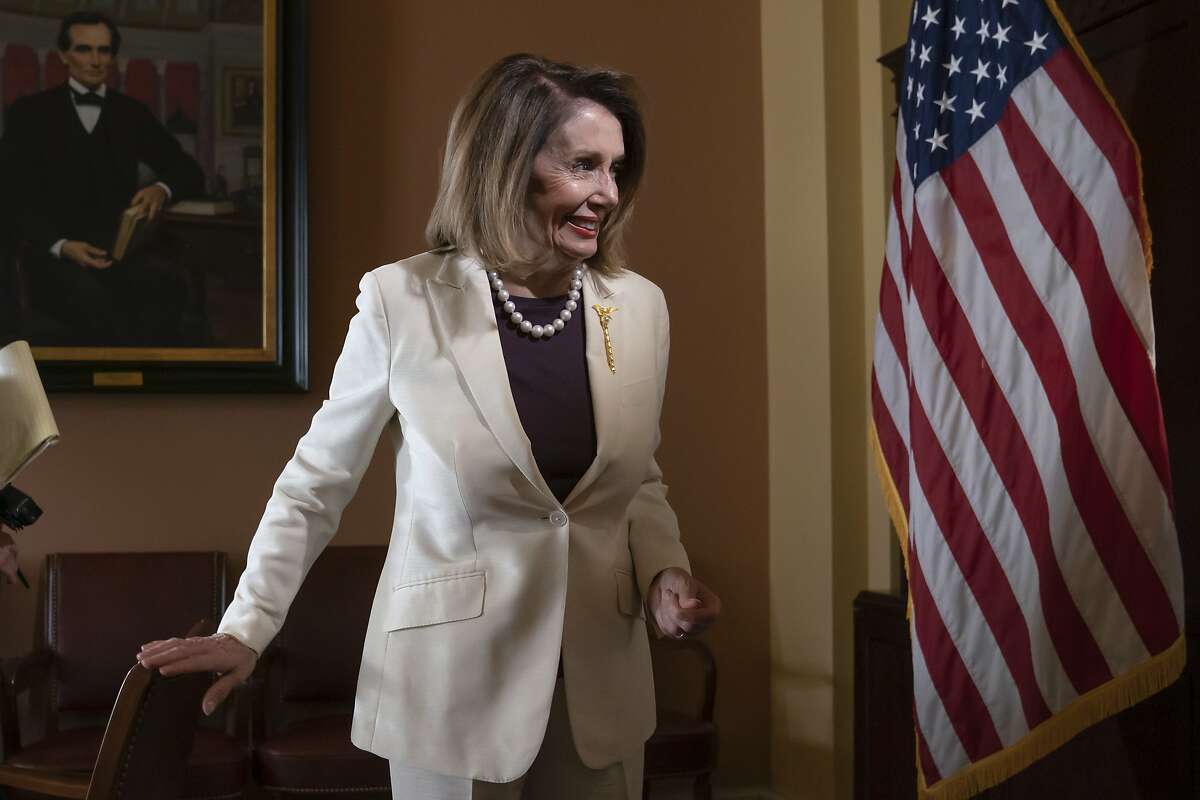 Speaker of the House Nancy Pelosi, D-Calif., during an interview with The Associated Press in her office at the Capitol in Washington, Wednesday, April 10, 2019. (AP Photo/J. Scott Applewhite)