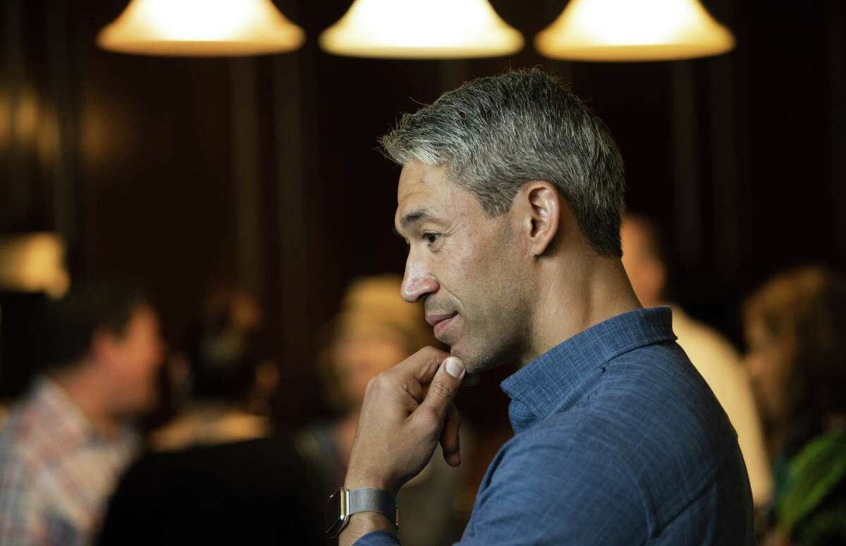 San Antonio Mayor Ron Nirenberg, speaks with supporters during a meet and greet at a home in San Antonio on Saturday, April 13, 2019.