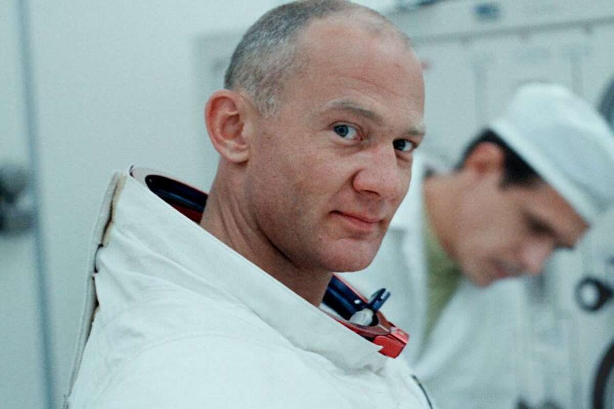 Astronaut Edwin Buzz Aldrin, shown here prior to the launch of Apollo 11 from Kennedy Space Center on July 20, 1969, was featured in the film “Apollo 11” by Todd Douglas Miller, who worked with newly discovered footage from the NARA and NASA.