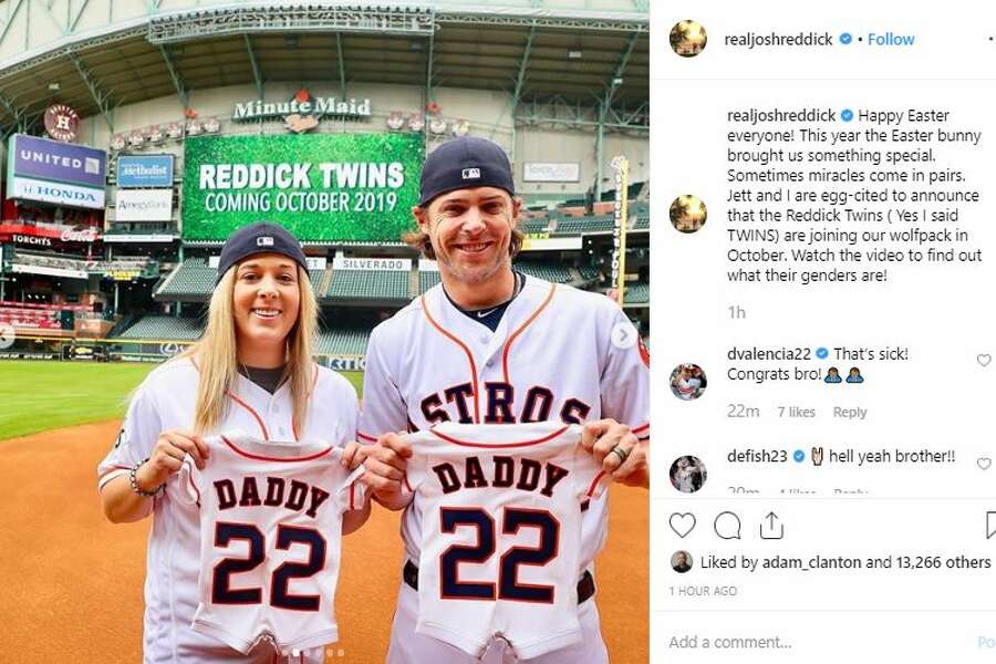 Twins on the way for Astros' Josh Reddick and his wife