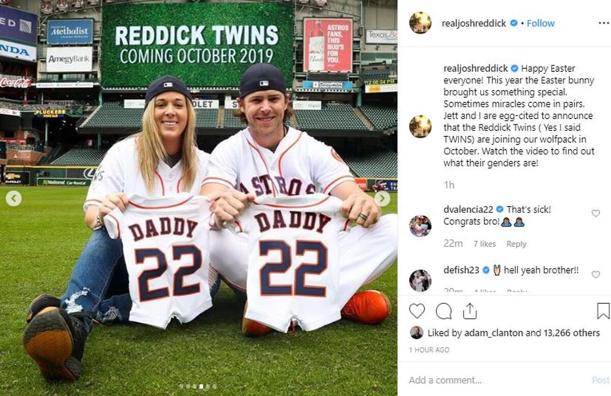 Twins on the way for Astros' Josh Reddick and his wife