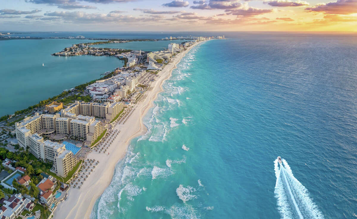 Mexico's mega-resort of Cancun is on the Caribbean coast of the Yucatan Peninsula.