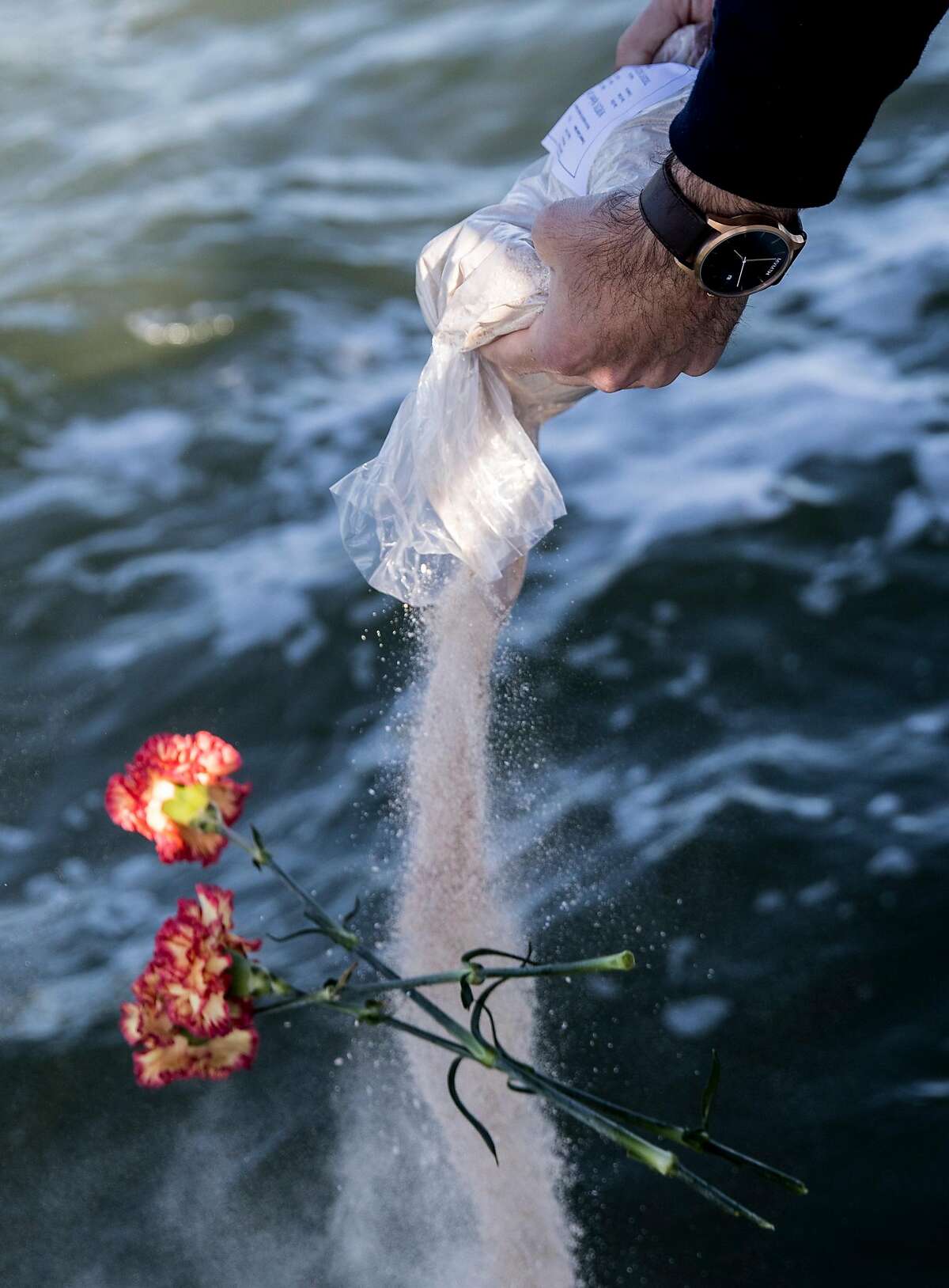 On the boat that scatters cremation ashes on San Francisco Bay