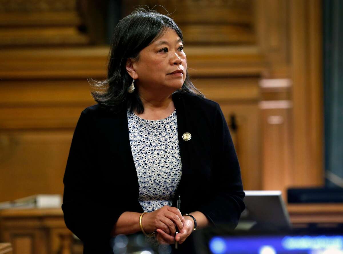 Supervisor Sandra Lee Fewer joins the Government Audit and Oversight committee to ask police officials questions about information leaked to the media on the investigation in the death of public defender Jeff Adachi at City Hall in San Francisco, Calif. on Thursday, April 18, 2019.