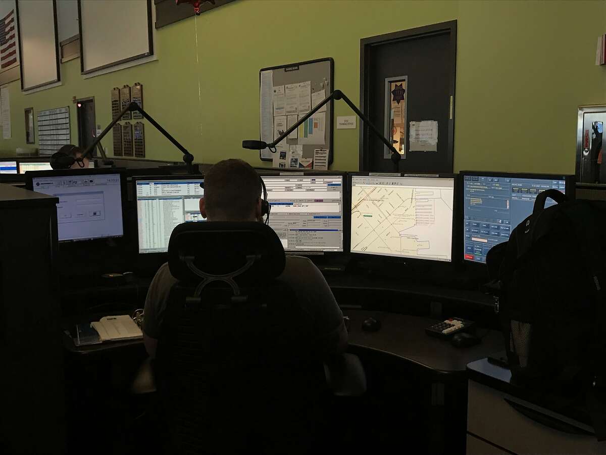 Dispatcher James Reclus answers a call for emergency services at San Francisco’s Department of Emergency Services on April 22, 2019.