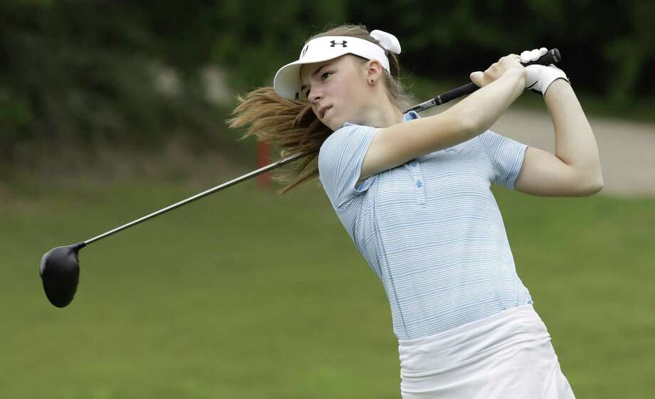 Jordyn Wray of Johnson High School watches her drive on the 4th hole during the second round of the Region IV-6A girls golf tournament at the Republic Golf Club, on Tuesday, April 23, 2019. Photo: Bob Owen, STAFF-photographer / Staff Photographer / ©2019 San Antonio Express-News