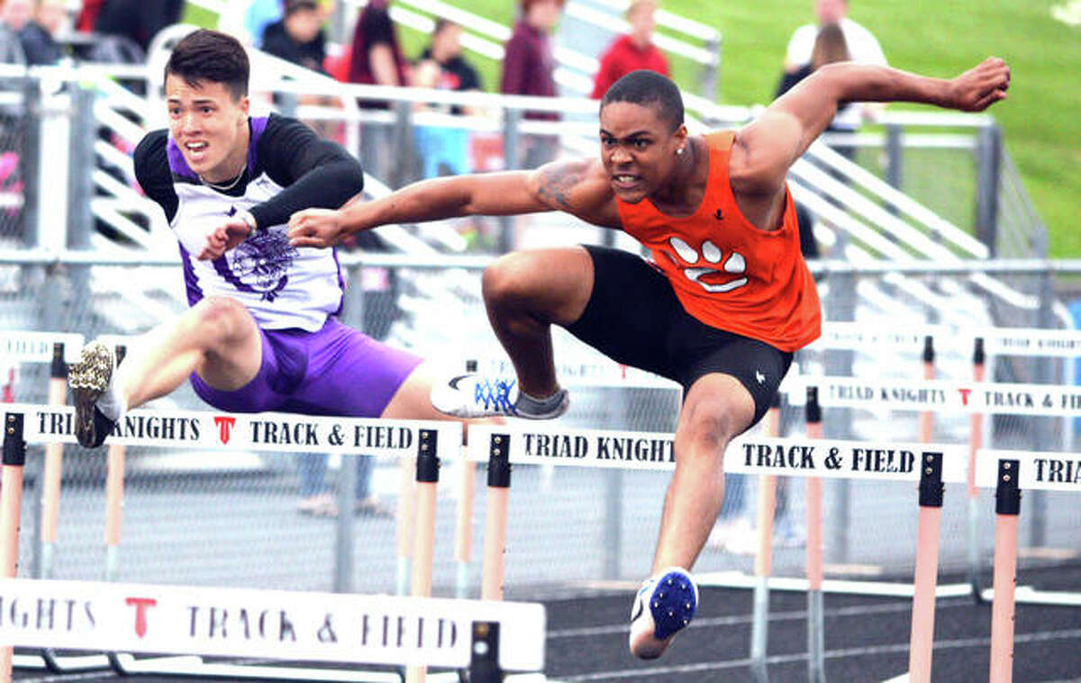 Xavier McKenney runs his way to a county championship in the 110-meter hurdles.