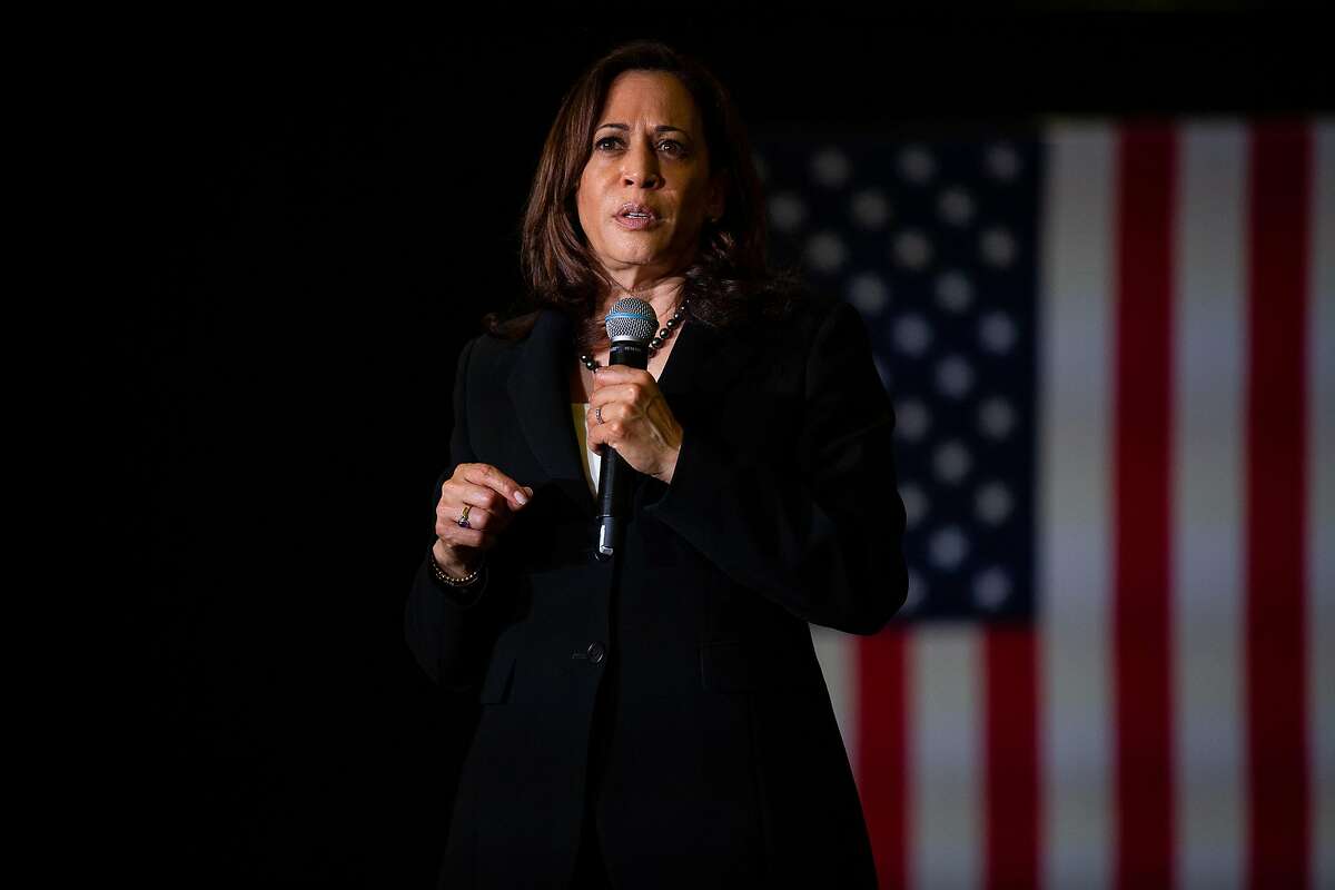 Sen. Kamala Harris (D-Calif.) speaks during a town hall campaign event at Dartmouth College in Hanover, N.H., April 23, 2019. (Elizabeth Frantz/The New York Times)