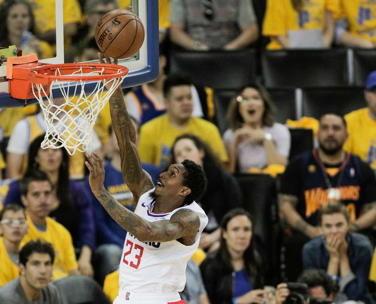 Los Angeles Clippers Lou Williams goes up for a score in the second quarter during game 5 of the Western Conference Playoffs between the Golden State Warriors and the Los Angeles Clippers at Oracle Arena on Wednesday, April 24, 2019 in Oakland, Calif.