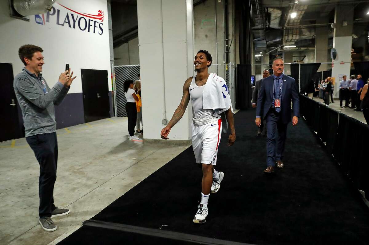 Los Angeles Clippers' Lou Williams heads to locker room after 129-121 win over Golden State Warriors during Game 5 of NBA Western Conference first round playoffs at Oracle Arena in Oakland, Calif., on Wednesday, April 24, 2019.