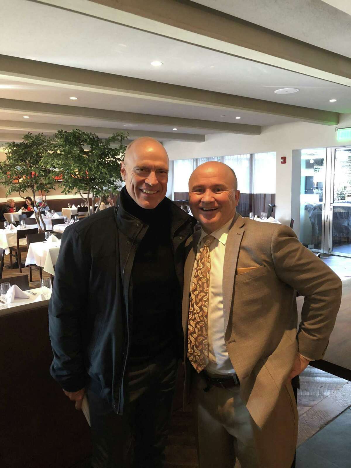 Greenwich resident and former NHL star Mark Messier with Tony Capasso at Tony’s at the JHouse in Riverside.