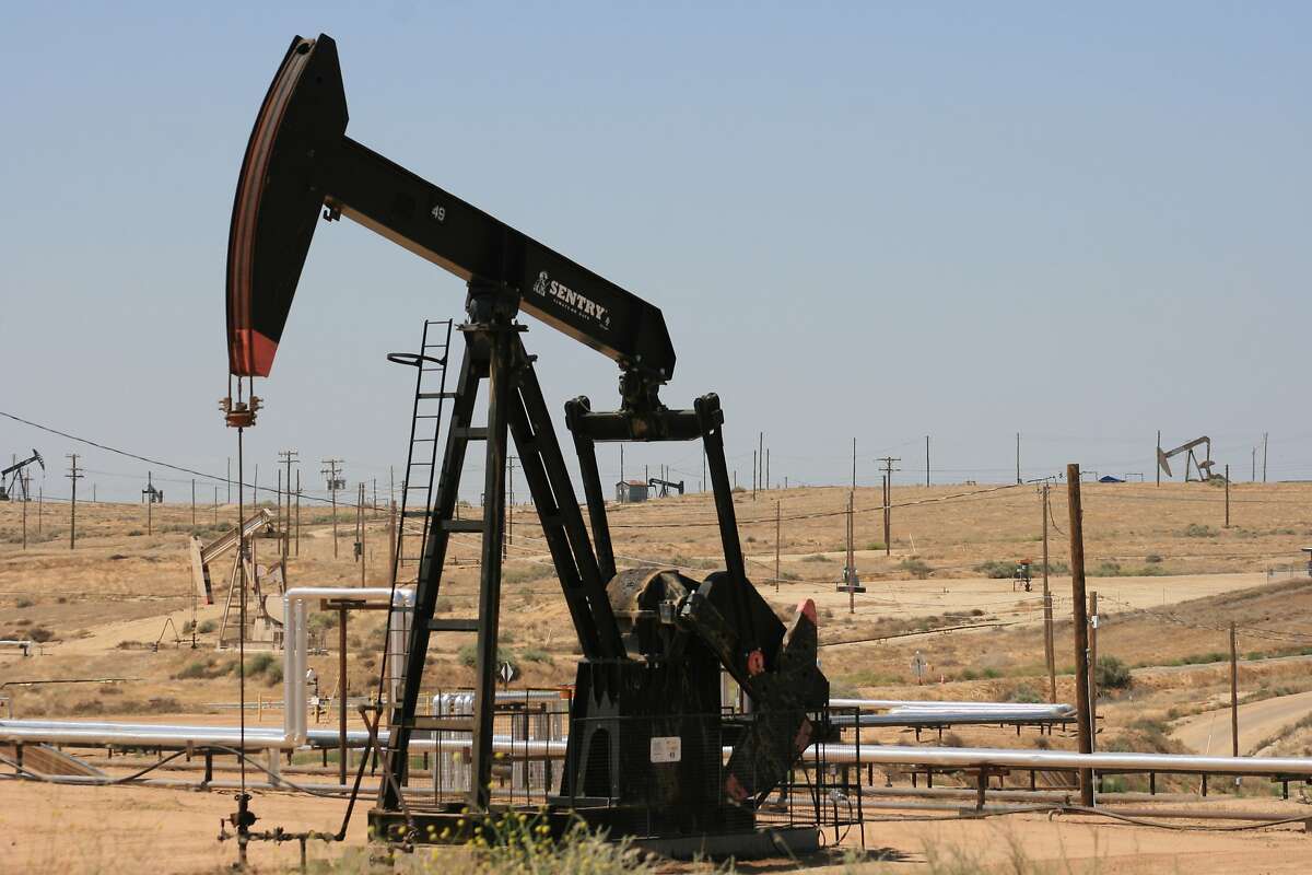 A pump jack pulls oil out of the ground near Bakersfield, California.