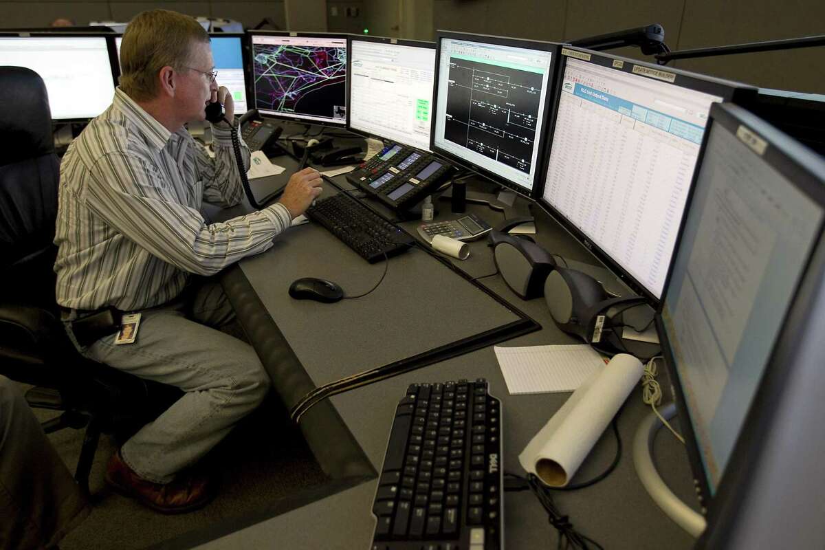 The Ercot command center in Taylor. Terry Holden is a system operator in Taylor, working in the command center.