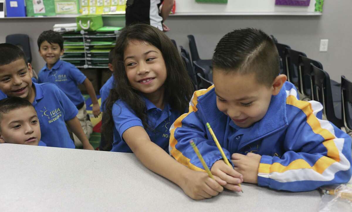 In this 2017 file photo, Andromeda Tuiasosopo left, and Luis Chavez, act out part of a kindergarten English lesson at IDEA Monterrey Park on the city's West Side, Thursday, Oct. 5, 2017. IDEA Public Schools received a $67 million grant from the U.S. Department of Education that will allow it to expand.