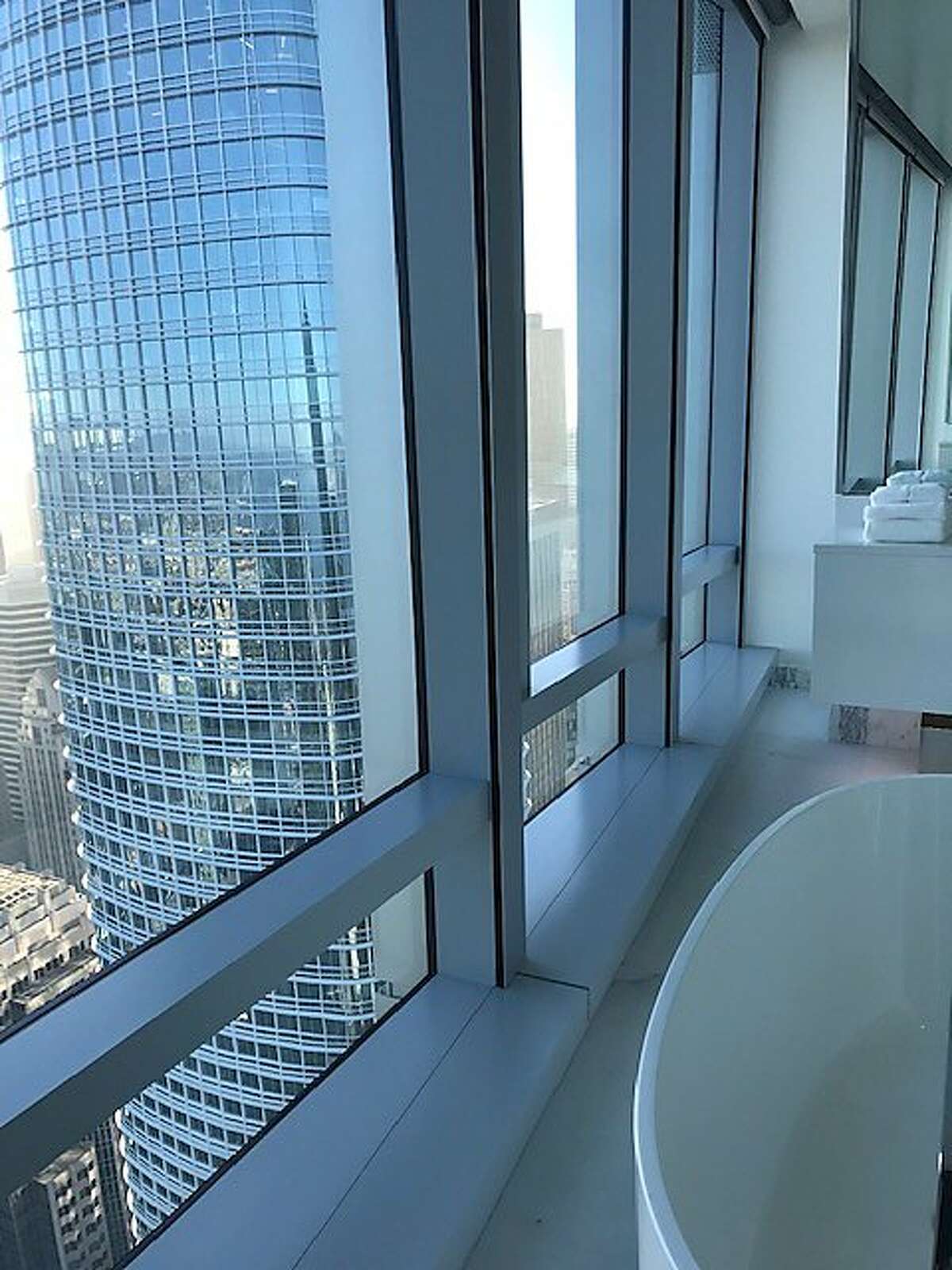 Looking out from the 181 Fremont bathtub� to the Salesforce Tower