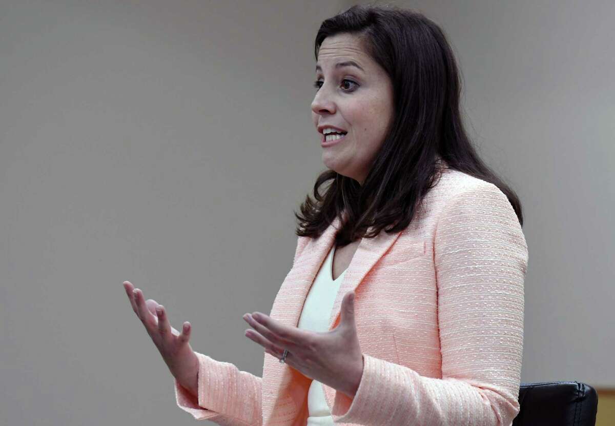 Congresswoman Elise Stefanik addresses audience questions during a meeting with constituents on Friday, April 26, 2019 at Saratoga Town Hall in Schuylerville, NY. (Phoebe Sheehan/Times Union)