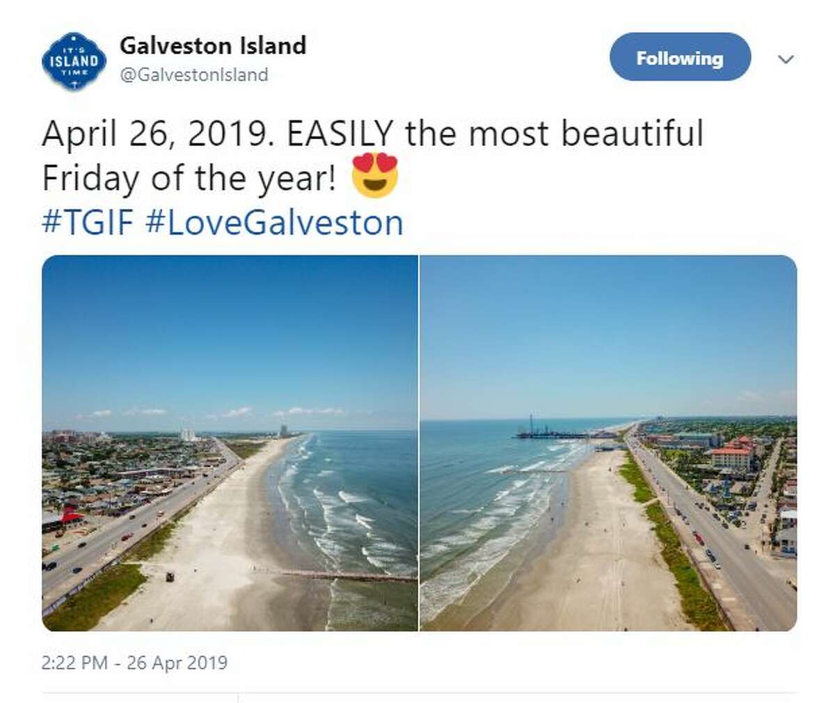 Blue water rolls into Galveston just in time for perfect beach weather