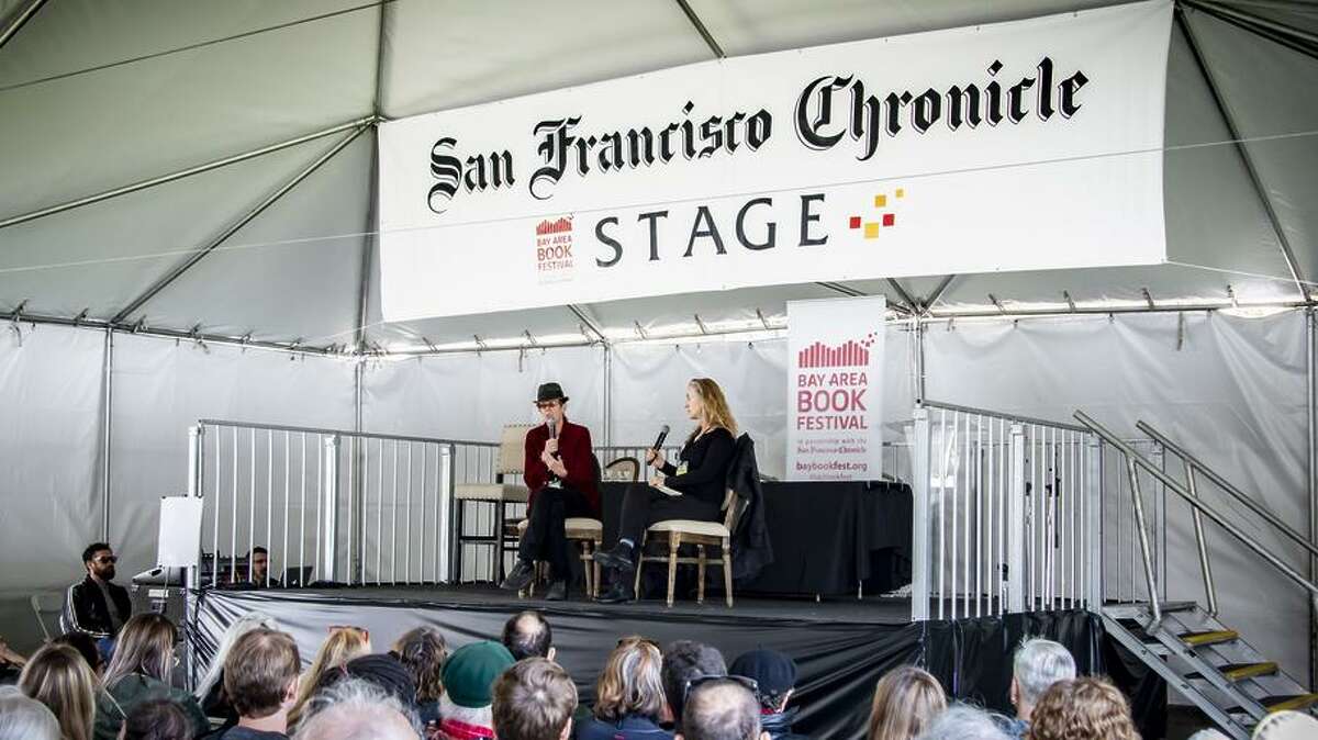 The San Francisco Chronicle Stage in the Park offers free events all day. Pictured are Rebecca Solnit and L.A. Kauffman from 2018.
