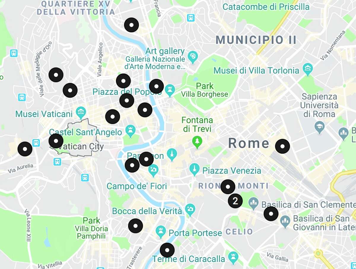 A map of Marriott's current home rental listings in Rome.