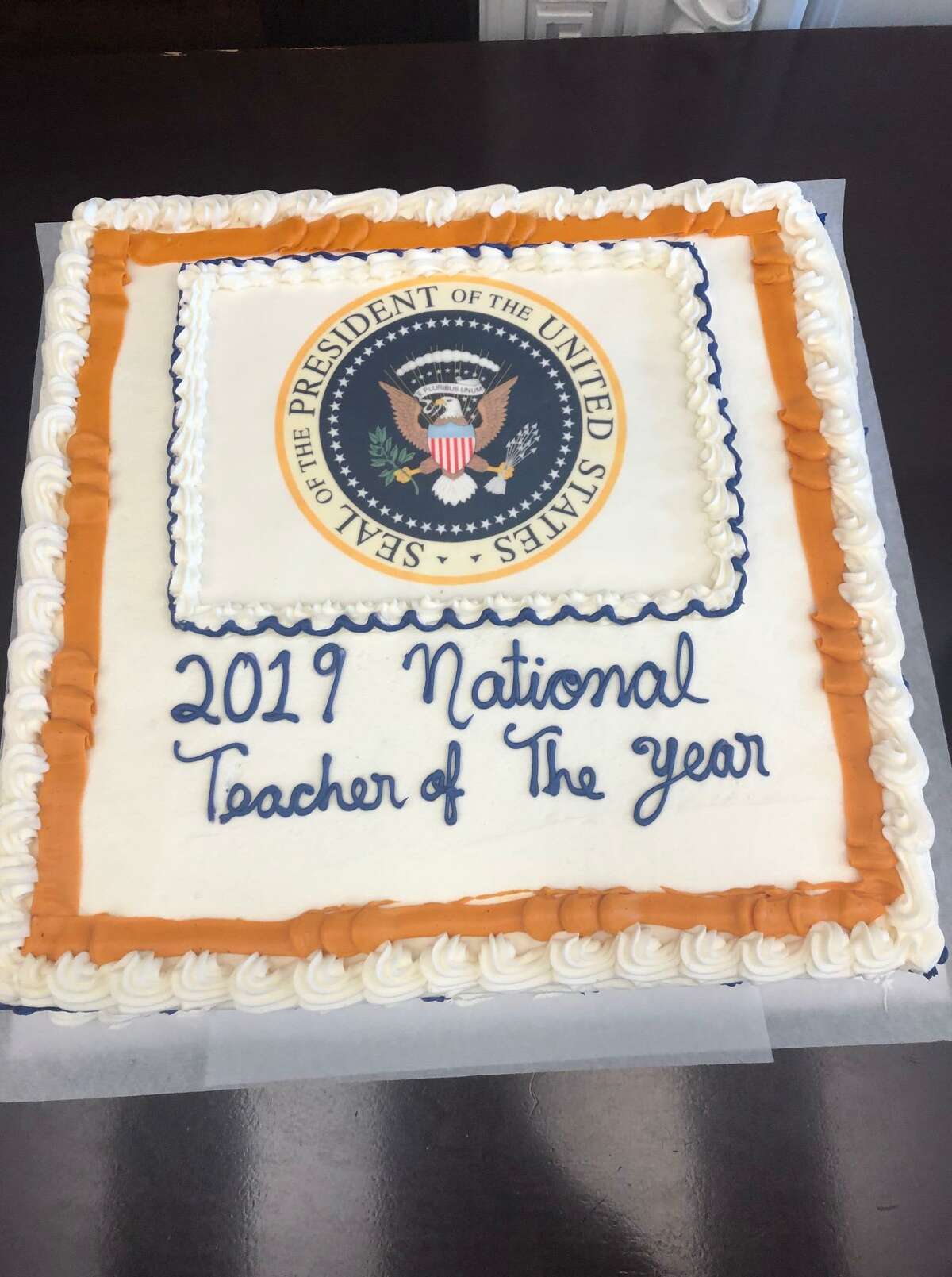 The cake at the National Teacher of the Year ceremony in Washington D.C. April 29, 2019