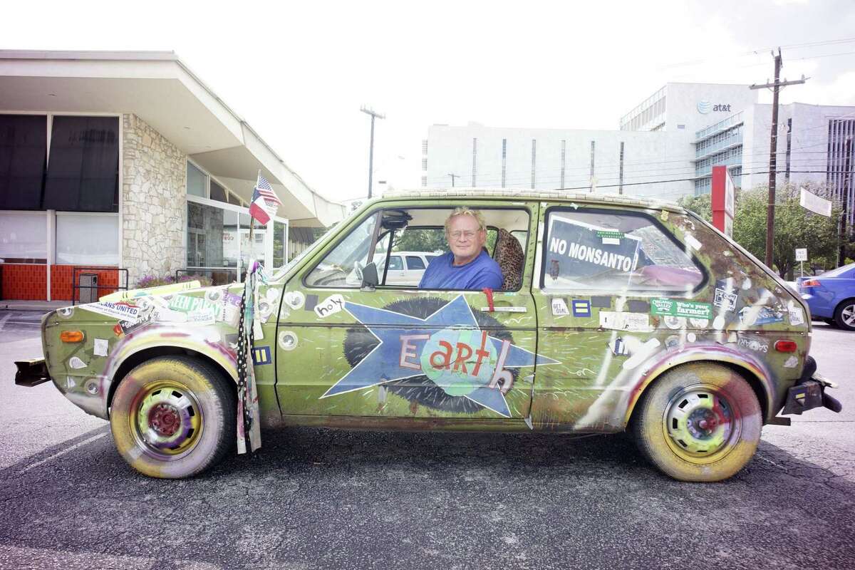 Artist and gay rights activist Gene Elder, who died April 28, often drove around San Antonio in an eye-catching car that he adorned with political statements.