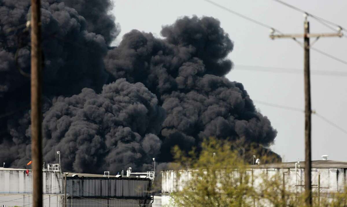 The petrochemical fire at Intercontinental Terminals Company reignited as crews tried to clean out the chemicals that remained in the tanks Friday, March 22, 2019, in Deer Park, Texas.