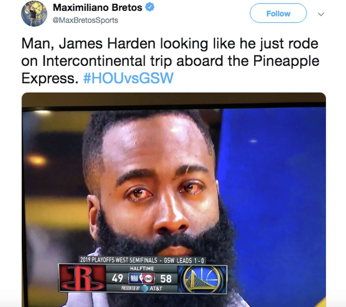 James Harden's extremely bloodshot eyes terrify the spawn memes
