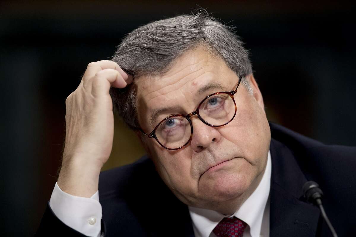 Attorney General William Barr appears at a Senate Judiciary Committee hearing on Capitol Hill in Washington, Wednesday, May 1, 2019, on the Mueller Report. (AP Photo/Andrew Harnik)