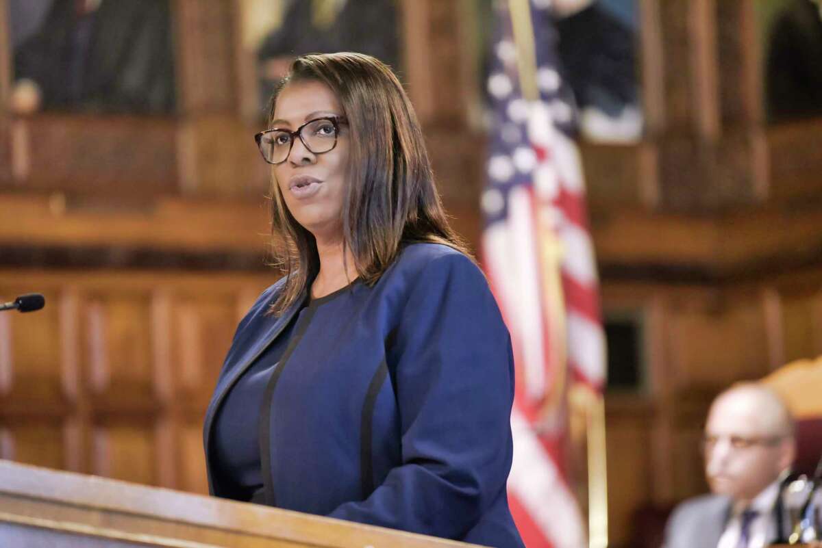 Attorney General of the State of New York, Letitia James, addresses those gathered for the annual Law Day event at the Court of Appeals on Wednesday, May 1, 2019, in Albany, N.Y. (Paul Buckowski/Times Union)